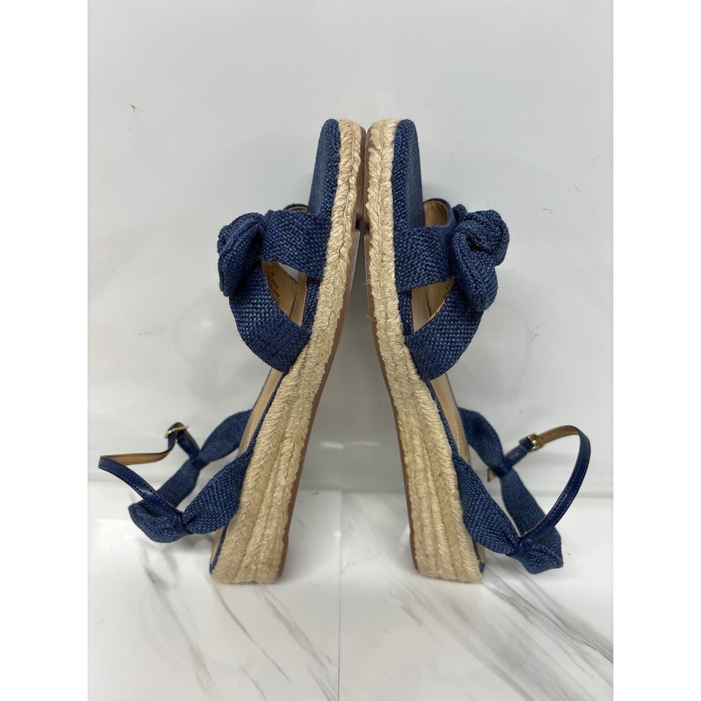 Talbots Pamela Knotted Espadrille Wedge Sandals 9M Blue Denim Bows EUC - Picture 5 of 7